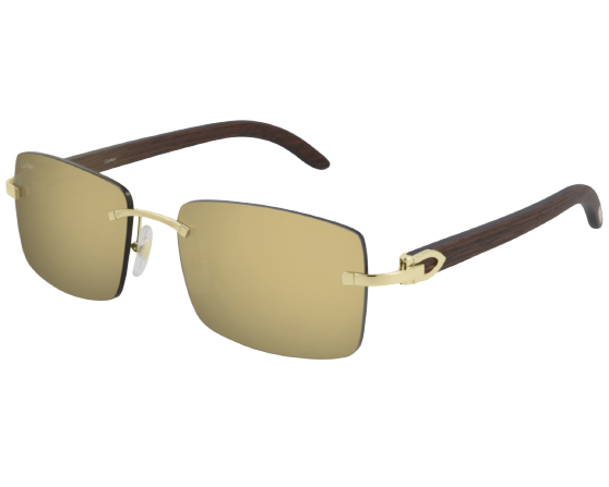 Cartier Wood Sunglasses Gold C Decor Ct0012rs 001 57 Kerrisdale Optical 